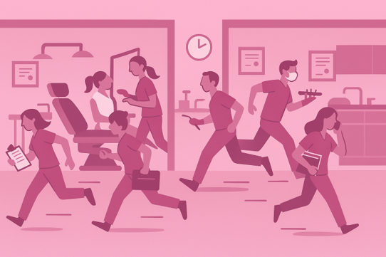 Een drukke praktijk waarin iedereen rent en zoekt